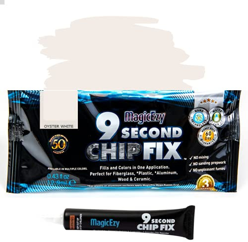 MagicEzy 9 Second Chip Fix - (Oyster White) - Fibreglass Repair Filler for Boats and Fibreglass Gelcoat - Strong Marine Putty - Lifetime Durability