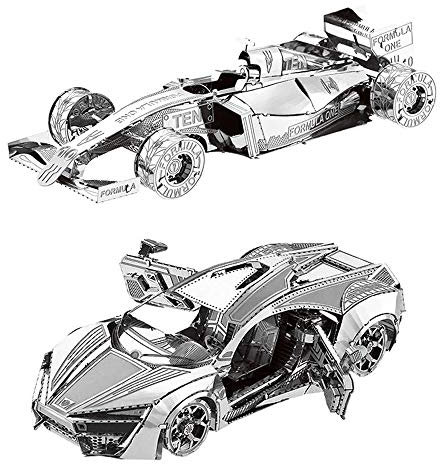 MTu 2pcs 3D Metall Puzzle Hyper Sport Vehicle + Formel Auto F101 Modell Kits I20-26 DIY 3D Laserschnitt Modell-Bausatz Spielzeug