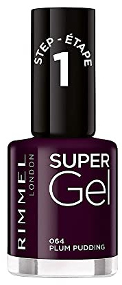 Rimmel London Super Gel Nail Polish At-Home Gel Manicure, Plum Pudding, Purple Shades -12ml