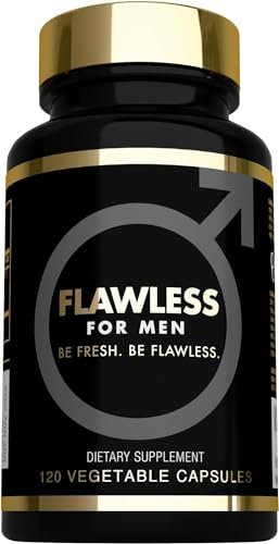 FLAWLESS FOR MEN Fibre Supplement 120 Capsules Psyllium Husk with Aloe Vera,Chia Seed & Flaxseed Powder Fiber, Gut Health, Cleanliness Constipation, IBS & Bloating Relief Soluble Fibre Pure Vegan.