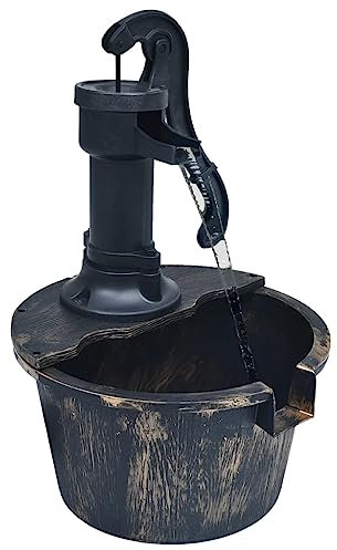 vidaXL Gartenbrunnen mit Wasserpumpe Schlauch Pumpe Springbrunnen Wasserspiel Zierbrunnen Wasserfall Brunnen Gartendeko IPX8 29,5x45cm