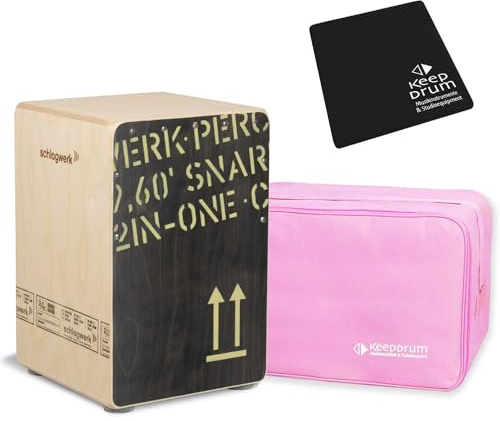Schlagwerk CP403 BlK Cajon Medium + keepdrum Tasche Pink + Sitz-Pad Auflage