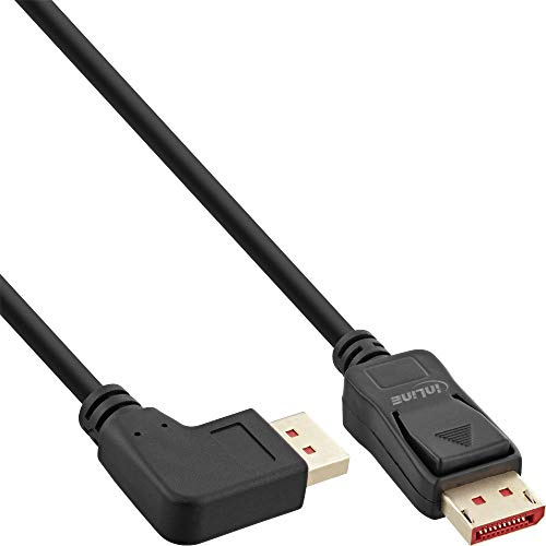 InLine® Câble DisplayPort 1.4 8K4K coudé vers la gauche Noir/doré 1 m