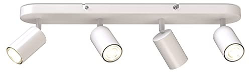 B.K.Licht - Deckenlampe schwenkbar, GU10 Fassung, max. 5 Watt, Deckenleuchte, Lampe, Wohnzimmerlampe, Schlafzimmerlampe, Küchenlampe, Deckenstrahler, Deckenbeleuchtung, 55x6x9 cm, Weiß