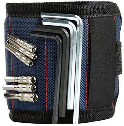 Magnetische Armband, Werkzeug-Armband mit 15 starken Magneten Wichteln Geschenke für Männer, DIY-Vati-Geschenke für DIY Handyman (blau)