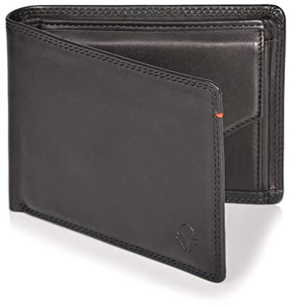 DONBOLSO Geldbörse Zürich - Großes Portemonnaie aus Leder für Herren - Geldbeutel und RFID Schutz - Geldbörse mit Münzfach - Portmonee für Männer - Nappa Schwarz