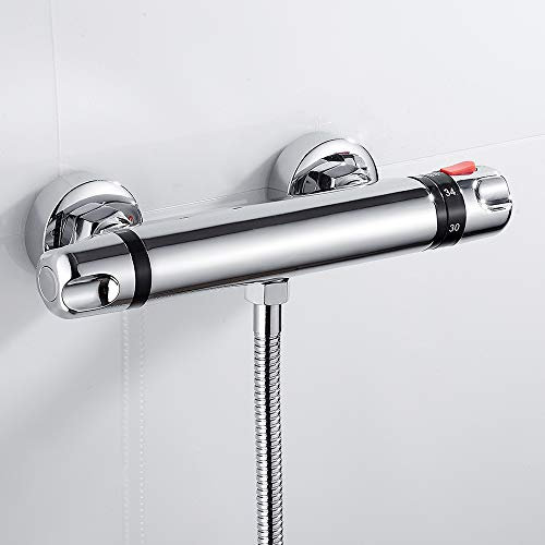 Duscharmatur Brausethermostat Thermostat-Brausebatterie Chrom Duschthermostat Mischbatterie Bad für Bad Küche Wandarmaturen