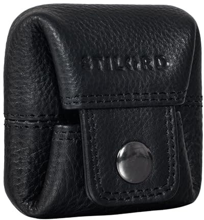 STILORD Claron Kleingeldbörse Leder Münzbeutel Vintage Münzbörse Klein Mini Geldbeutel Wiener Schachtel Minibörse Echtleder mit Geschenkbox Farbe:schwarz