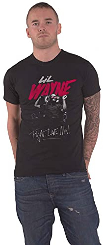 Rockoff Trade Lil Wayne T Shirt Fight Live Win Logo Nouveau Officiel Homme Noir Size L