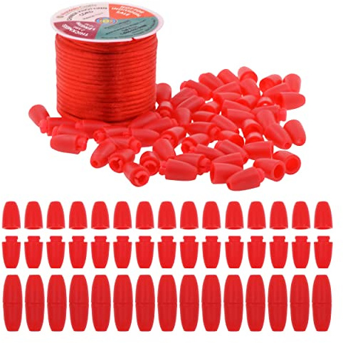 Mandala Crafts 30 PCs Red Breakaway Clasps & 11 Yds Lanyard String Cord - Safety Break Away Clasps Pop Barrel Connectors for Lanyard Bracelet Necklace Jewelry Making