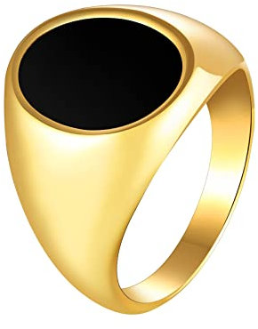 Dsnyu Edelstahl Ring Herren Vintage, Siegelringe für Herren Vergoldet Ehering Ringe Gold 65 (20.7)