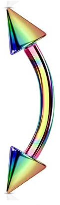 JEWEL BARREL Böjda barbeller, ögonbrynspiercing, stänger, kirurgiskt stål, 16 g, 6 mm, 8 mm, 10 mm, 12 mm, rak, daith-örhänge, bananstång med koner, spikar, Rostfritt stål