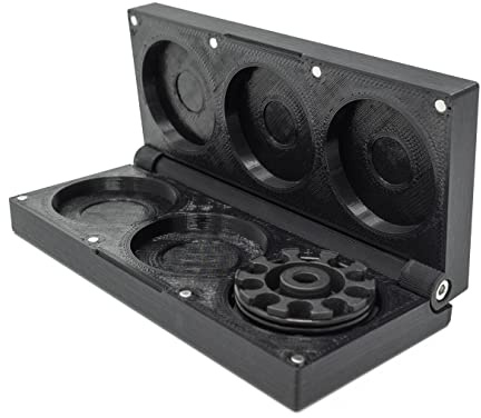 Kube3d Slim Magazine Case Compatible with: Weihrauch HW110 & HW44 Magazines - Hard Plastic Protective Cover, Flip Lid Magnetic Box Air Rifle Storage (Black, Fits: 3 Magazines)