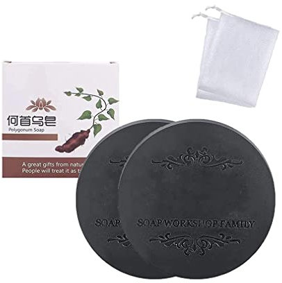 Black & Thick Hair Fallopia Multiflora Shampoo Bar, Haar Verdunkelung Shampoo Bar,anti-haarausfall shampoo-bar, Polygonum Multiflorum Soap Handmade Soap,Organisches Festes Seifenhaar (2PCS)