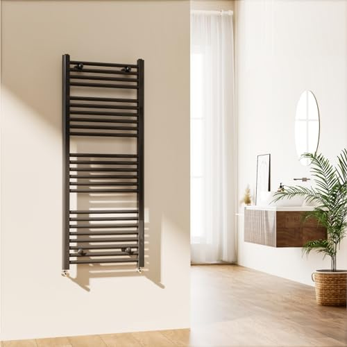 EMKE Towel Rail Radiator Anthracite Grey - Modern Straight Bathroom Ladder Radiator Wall Mounted Bathroom Towel Radiator for Living Room and Kitchen 1200 x 500 mm