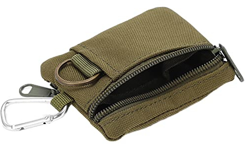 HUSHUI EDC Molle Pouch, Tragbares Mini-Schlüsselkartenetui, EDC-Brieftasche, Geldbörse mit Karabiner Sport, Wandern, Camping, Outdoor-Aktivitäten(Grün)