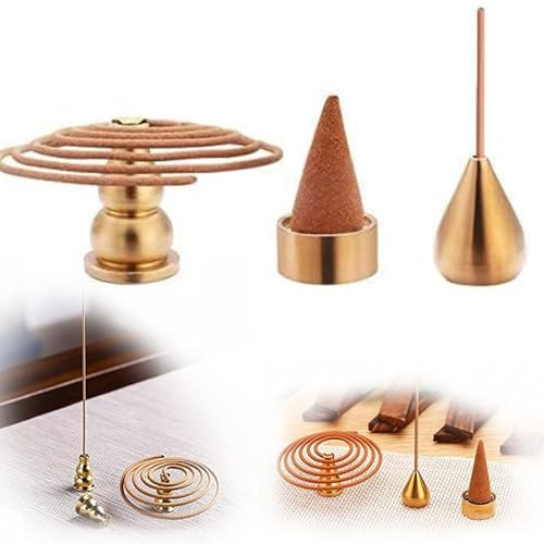 MIUPOO Räucherstäbchenhalter, Großer Weihrauchbrenner aus Edelstahl mit Räucherstäbchenhaltern aus Yoga,Aromatherapie Ornament,Heimdekoration,3 Stil.