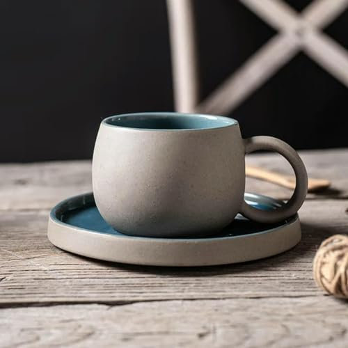 umsl Ceramic Mug Saucer Espresso Cup Saucer Set Simple Creative Water Cup Office Afternoon Tea Stone ware Japanese Style Drinkware