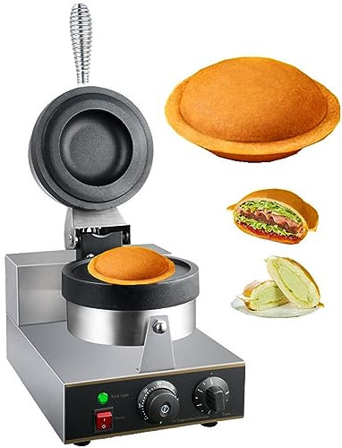 KSWBD Maker di waffle di hamburger commerciale, 1300 W Stick Electric Panini Press Machine di hamburger 50-300 ℃ Controllo a temperatura Riscaldamento a doppia faccia da 5 minuti Guppa
