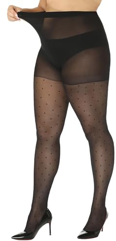 Yilanmy Muster Strumpfhosen Damen Grosse Grössen 40 DEN | Schwarz Leoparden & Punkte Muster, hohe Taille, vielseitig für Party, Alltag & besondere Anlässe