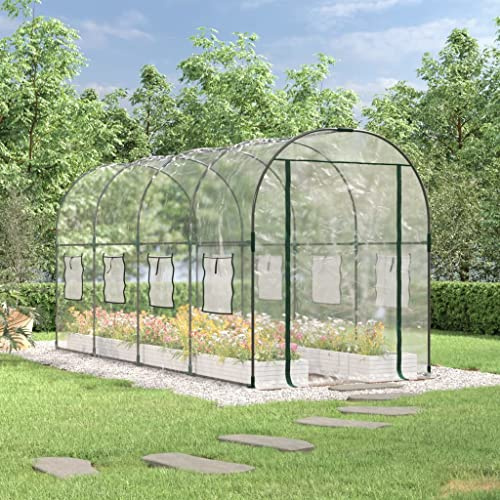 ShGaxin Gewächshaus Transparent 160x400x190 cm PVC & Stahl, Frühbeet, Tomatenhaus, Treibhaus, Greenhouse, Garten Zubehör