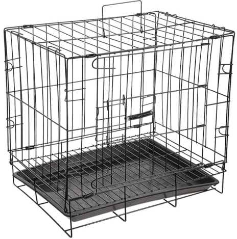 BESPORTBLE Black Iron Pet Iron Crate Training Cage with Removable Tray Easy Storage Foldable Design for Small and Medium Dogs Indoor Outdoor Use