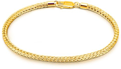 Dankadi Bracelet Chopin Fin Largeur 2MM en 925 Argent, Gourmette Chaîne Maille Fine avec Fermoir Style Punk Hip Pop Serpent Doré Cadeau Bijoux Fête Anniversaire pour Homme Femme