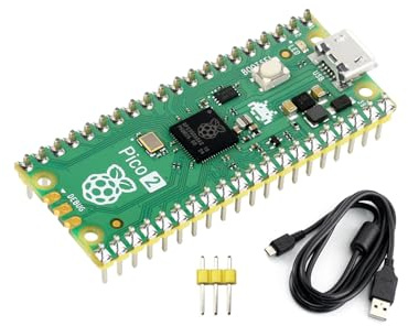 Placa microcontrolador Raspberry Pi Pico 2 presoldada basada en chip microcontrolador Raspberry Pi RP2350, con diseño de doble núcleo y doble arquitectura, funciona hasta 150 MHz (con cabecera)