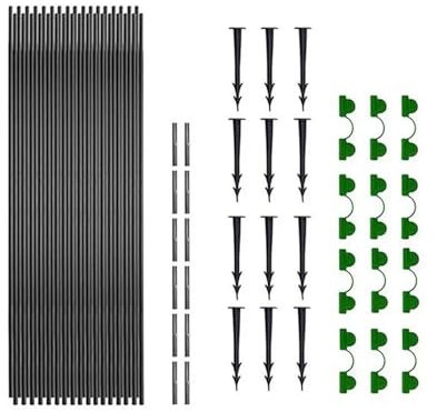 Cerchi da Giardino per Serra Cerchi for serra fai-da-te Grow Tunnel Anello di supporto Copertura for piante Kit di cerchi da giardino con punte e clip Telaio in fibra di vetro staccabile(18pcs)