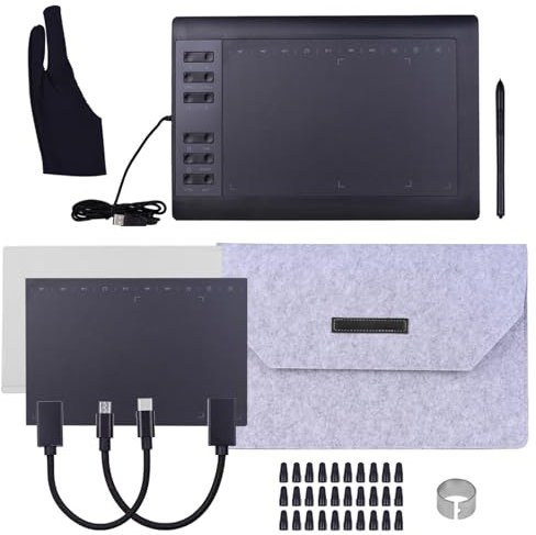 Drawing Tablet, Drawing Graphics Drawing Pad Graphics Tablet for Art Painting, Animation Design, Editing Images Or Handwriting Input (Package 4)
