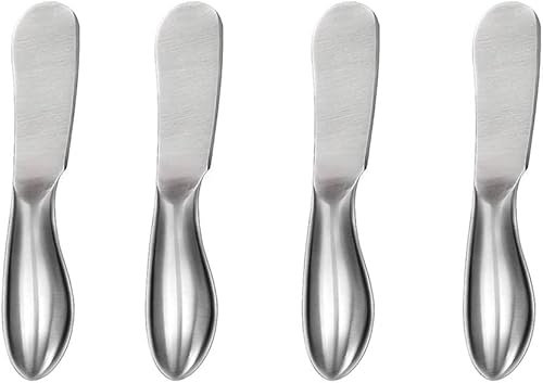 PEPAXON Couteaux à Beurre Épandeur de Fromage en Acier Inoxydable avec Poignée Ergonomique 4pcs 14 x 2 cm (Argent-4)