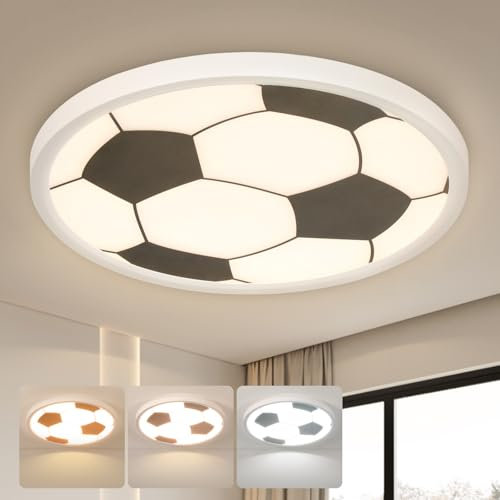 EASY EAGLE LED Deckenleuchte Fußball, 36W Deckenlampe LED 3000K/4000K/6500K, Rund Lamp Deckenlampen Flach für Kinderzimmer,Jugendzimme, Küchen, Badezimmer, Schlafzimmer, Flur, Keller, 30CM