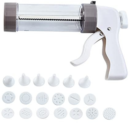 Biscuit Press Gun, Machine de Fabricants de Biscuits Spritz en Acier Inoxydable avec 13 Disques, 6 Bouches de Décoration et Conception à Roues