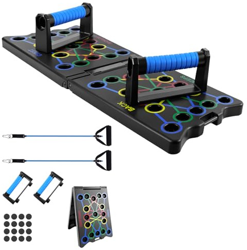 Liegestützgriffe, Push Up Board Fitnessgeräte Liegestütze Brett, Faltbarer Tragbarer Fitness Board mit Handstand Griffe 12 in 1 Push Up Bar I Homegym I Fitnessgeräte für Zuhause