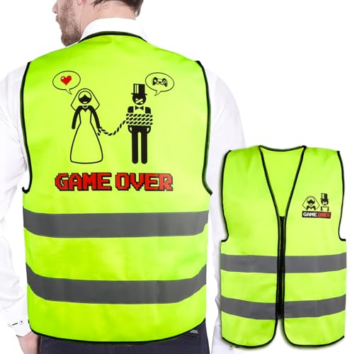 BETESSIN Gilet Addio al Celibato Gadget Uomo Futuro Sposo Magliette Addio al Celibato Scritta Game Over Regalo Costume Divertente Futuro Sposo Matrimonio