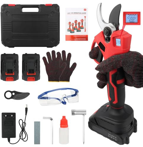 Cesoie elettriche da giardino con batteria 2000 mAh, motore senza spazzole, bypass e contatore LED per donne e uomini