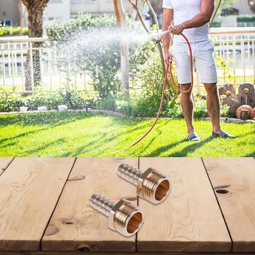 2 Stück Messing Schlauchadapter Anschlüsse mit 3/8 Zoll Widerhaken und 3/4 GHT Außen für verschiedene Schläuche (3/4 Zoll)