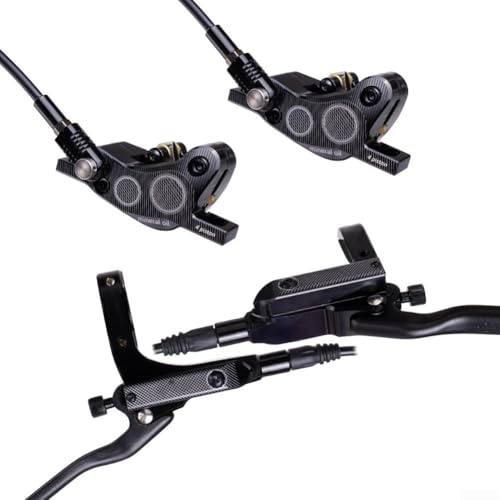 Zoegneer Kit freno idraulico a 4 pistoni, freno a disco olio a quattro pistoni, freno a disco idraulico per mountain bike, freni a disco bifacciali, set di freni idraulici per MTB (nero)