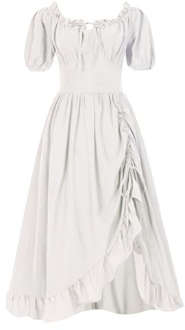 YOSUWOAI - Robe Renaissance pour Femme - Robe à Volants Maxi - Robe Longue d'été - Robe Bohème à Manches Poussettes - Robe à Col en U - Robe d'été à Manches Courtes - Robe A-Ligne - Robe de Cérémonie