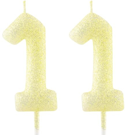 Geburtstagskerzen Zahlen 11, glitzernde Zahlenkerze zum 11, Leuchtende Goldgelben Kerzen, Kerzen für Kuchen, Toppers für Frauen Mädchen Geburtstags Jubiläum, Geburtstagsdekorationen, Partyzubehör
