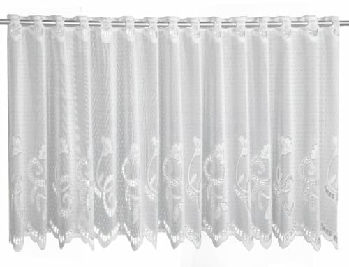 Gardinia Sehlbach Bistrogardine Jacquard Blütenornamente, Weiß, 160 x 50 cm Bistrogardine, Elegante Optik, Florale Eleganz, Blickdichter Stoff, Einfache Dekoration