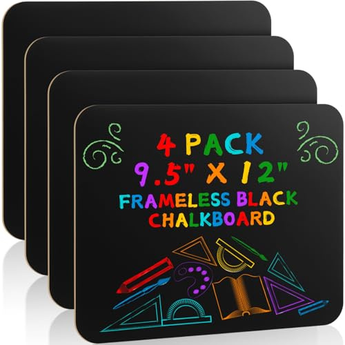 Humyoun 4 Pcs Chalk Board for Kids Bulk 9.5 x 12 Double-Sided Wooden Frameless Chalkboard Sign Blackboard for Kids Student School Classroom Home Office Restaurant Birthday Party Favors