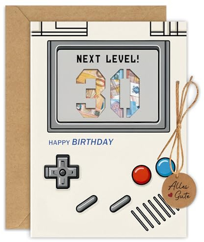Geburtstagskarte 30 Mann Frauen, Retro Geldgeschenke Karte 30. Geburtstag | 30 Geburtstag Männer mit Umschlag, Geschenke zum 30 Geburtstag Frau Mann - Next Level! 30