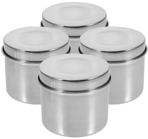 ANDRESLAD Lot De 4 Boîtes À Échantillons En Acier Inoxydable Récipient De Stockage Alimentaire Avec Couvercle Pour Cantine Scolaire Laboratoire Université 3.15 X 3.15 X 2.76 in