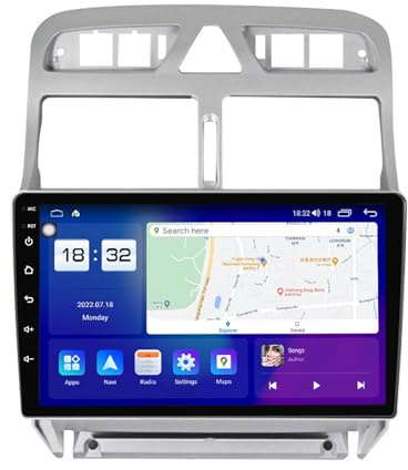 Android 14 2 Din Car Radio Stereo For Peugeot 307 307CC 307SW 2001-2013 9 Inch Touchscreen Car Radio Car Accessories Multimedia Video Player Support Wifi FM Bluetooth Steering Wheel Control(