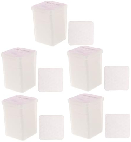 CIYODO 5 Boxen Boxen Lint Nagellackentferner Pads aus Weicher Baumwolle Saugfähige Reinigungstücher für Gel Nägel Sanfte Wiederverwendbare Gel Polish Remover Cloths für Schonende Maniküre