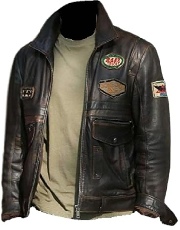 ZM ATTIRE Chaqueta de cuero bomber vintage para hombre, estilo clásico de aviador y piloto, color marrón envejecido, L