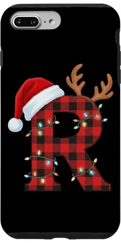 Christmas Plaid R Monogram Santa Hat Case for iPhone 7 Plus/8 Plus