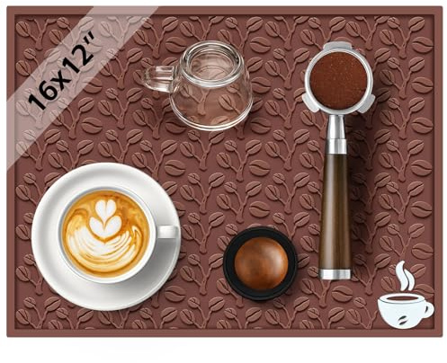 Tapis de bar en caoutchouc - 40 x 30 cm - Motif grains de café 3D | Facile à nettoyer ; design en grains de café 3D pour station de café, bar et cuisine, adapté pour expresso