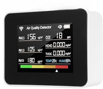 Aumotop Smart 13-in-1 CO2-Luftqualitätsmonitor für Home Office School Hotel, Schwarzes ABS-Material (Weiß)